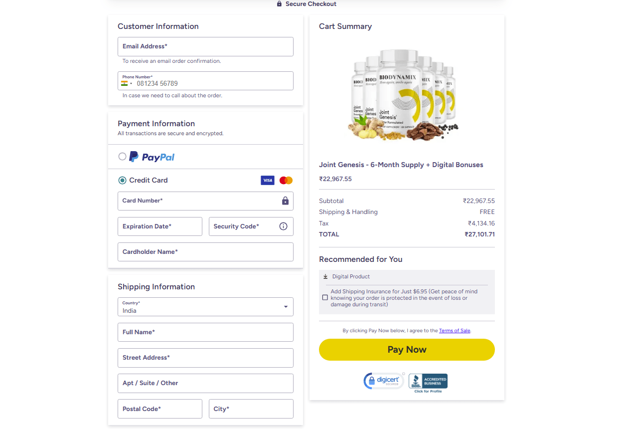 Secure Checkout Form
